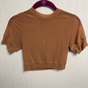 Skims Summer Mesh Fitted Stretch Crop Tee Sienna 2X
